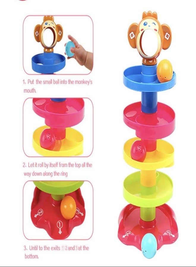 BIG FOLK BIGFOLK® Colorful 5-Layer Ball Drop & Roll Swirling Tower Toy for Babies| Stacking Learning Toy with Rolling Balls | Early Educational Activity for Toddlers (Pack of 1) - Image 5